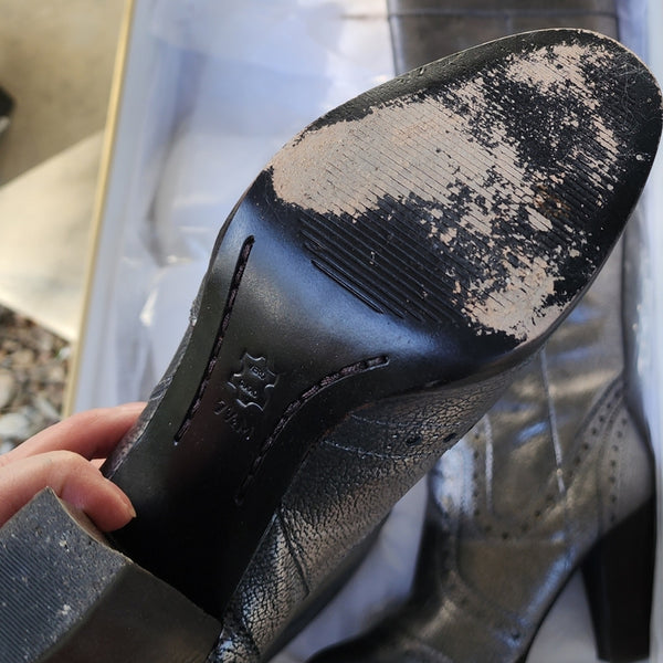 Michael Kors Penelope Heeled Boot In Metallic Gunmetal Heeled Boots, 7.5