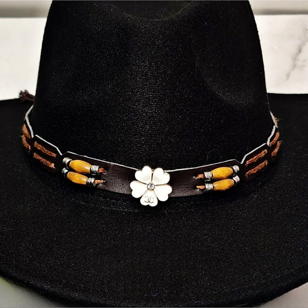 Black Cowboy Hat w/Removable Hat Band Adorned w/Designer Button