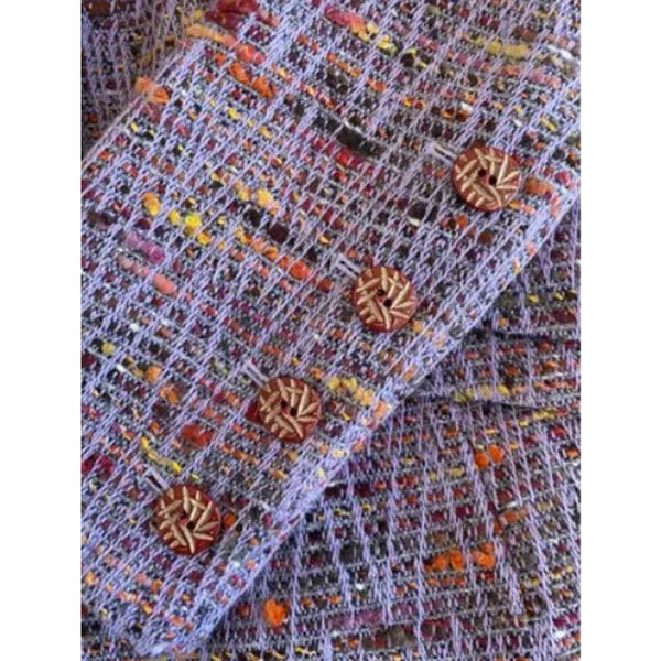 Vintage Christian Lacroix Wool Blend Tweed Single Breasted Notched Lapel Blazer, M