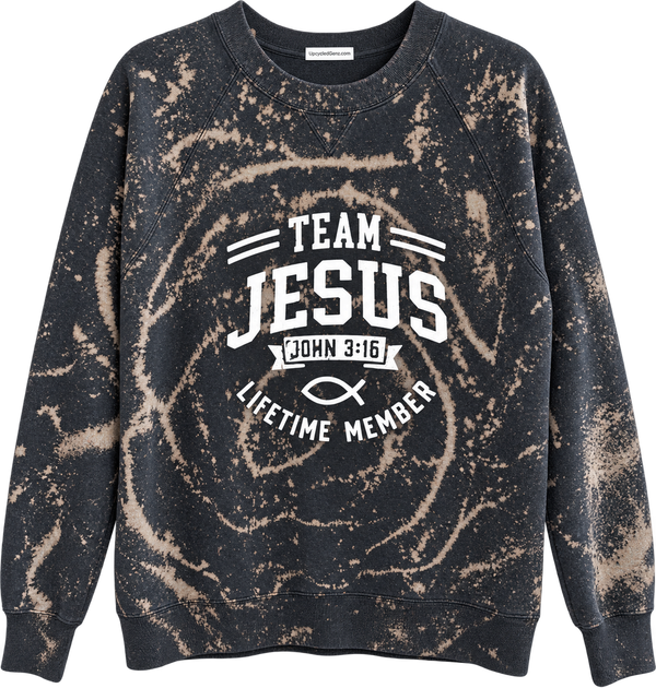 Team Jesus Lifetime Member John 3:16 Custom Tie Dye Christian Upcycled Sweatshirt, 2XL
