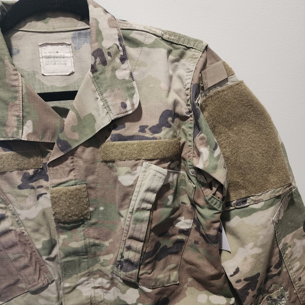 Upcycled Military Camouflage Field Jacket with Snake & Bee Details, M ...