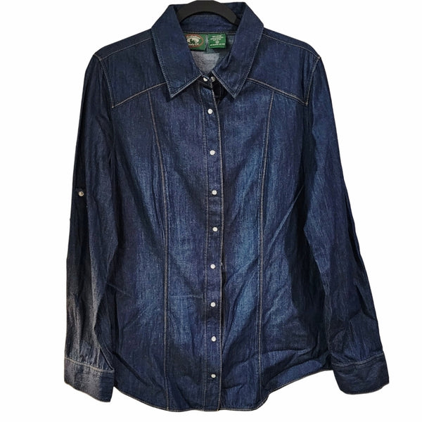 Kansas City Chiefs Upcycled Denim Snap Button Western Shirt, Size XL