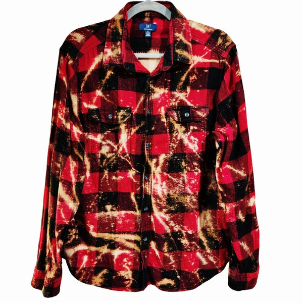 God Is Good Custom Upcycled Christian Upcycled Buffalo Plaid Flannel Shirt, XL
