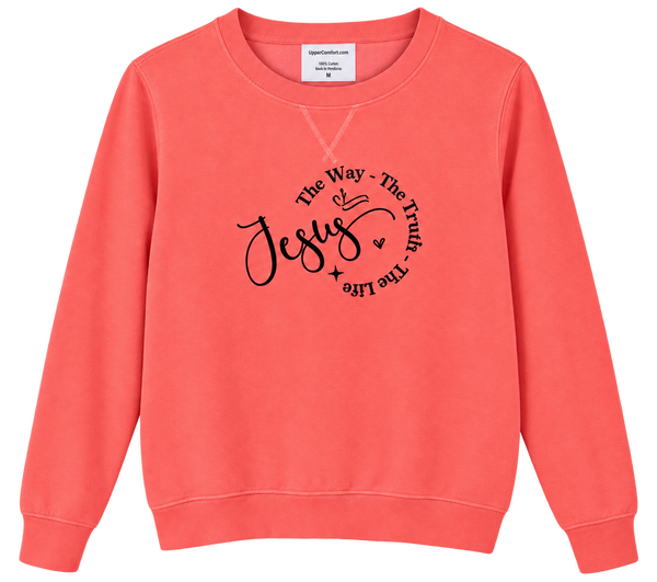 Jesus, The Way, The Truth, The Life Custom Tie Dye Christian Upcycled Sweatshirt, S