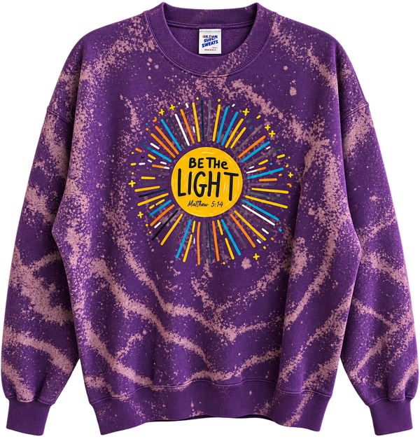 Be The Light- Matthew 5:14 Custom Tie Dye Christian Upcycled Sweatshirt, L