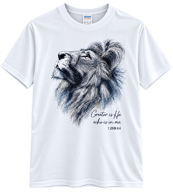 Greater Is He Who Is In Me 1 John 4:4 White Christian T-Shirt