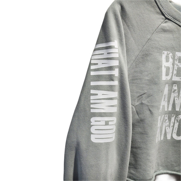 Be Still And Know That I Am God Custom Christian Upcycled Crop Sweatshirt, Women's M