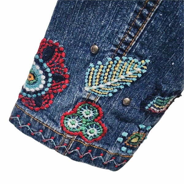 John 3:16 Custom Christian Floral Upcycled Denim Jacket W/Embroidery Details & Studs, 8