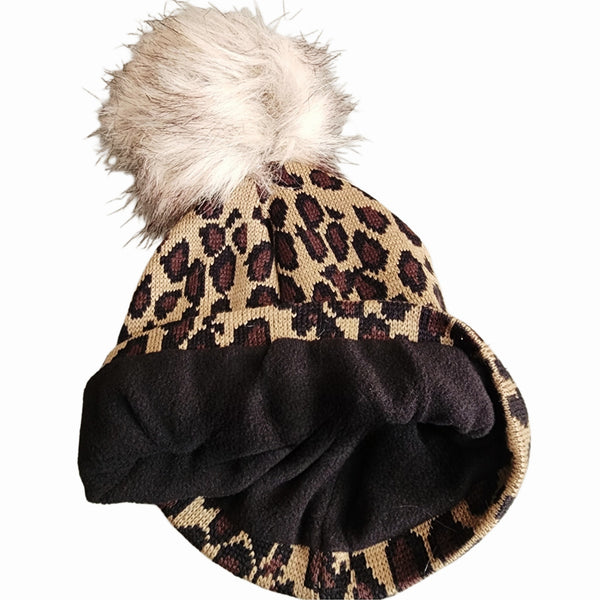 Kansas City Chiefs Leopard Print Arrowhead Pom Beanie