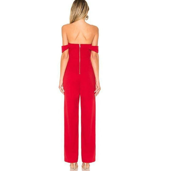 NWT L’Academie Leah Strapless Red Jumpsuit, Size XL