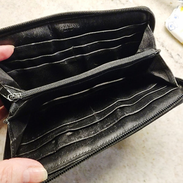 Prada Black Tessuto Nylon Zip Around Walley With Silver Tone Hardware