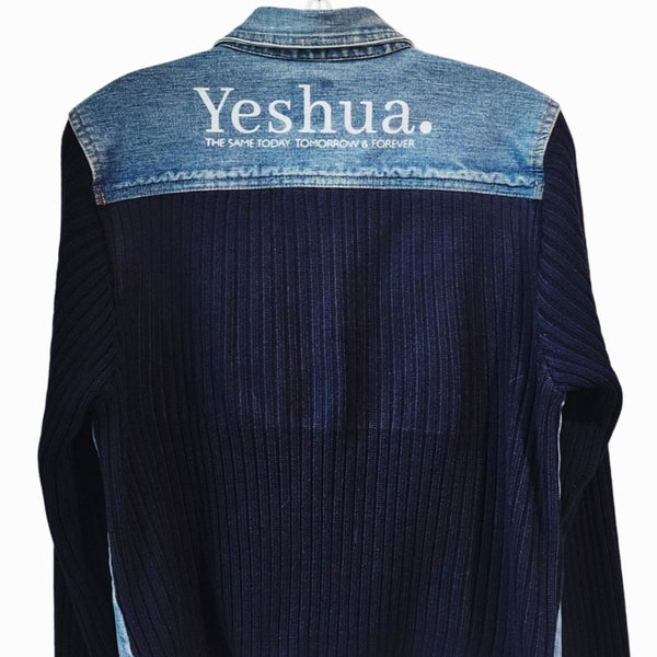 Yeshua Custom Upcycled Jean Sweater Jean Jacket, Women's XL