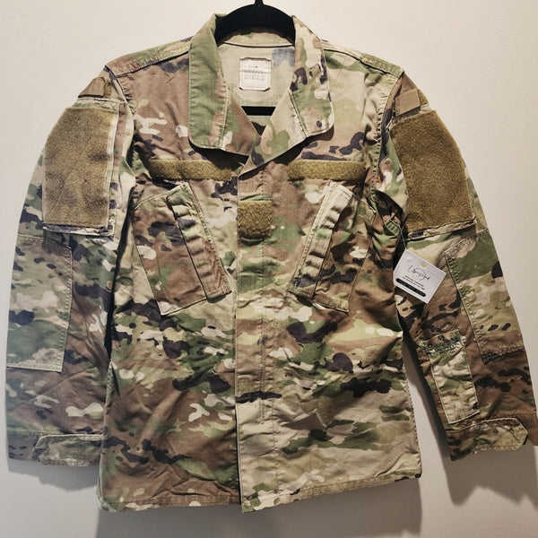Upcycled Military Camouflage Field Jacket with Snake & Bee Details, M