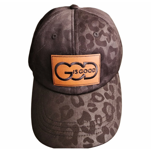 God Is Good Patch Leopard Print Adjustable Cap