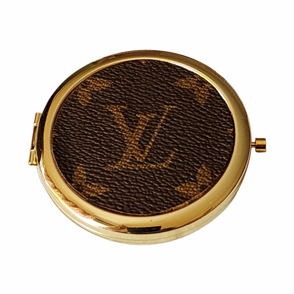 Repurposed LV Canvas Dual Mirror Compact - Gold