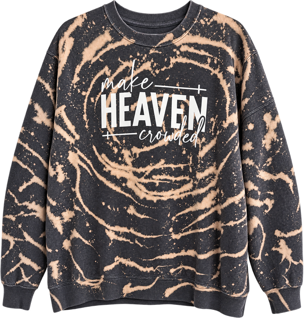 Make Heaven Crowded Custom Tie Dye Christian Upcycled Sweatshirt, 2X