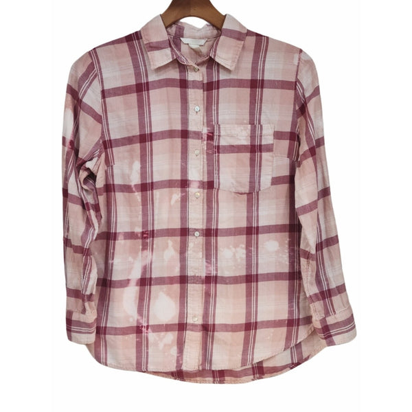 Jesus Is My Strength & My Shield  Repurposed Christian Theme Plaid Shirt, 12