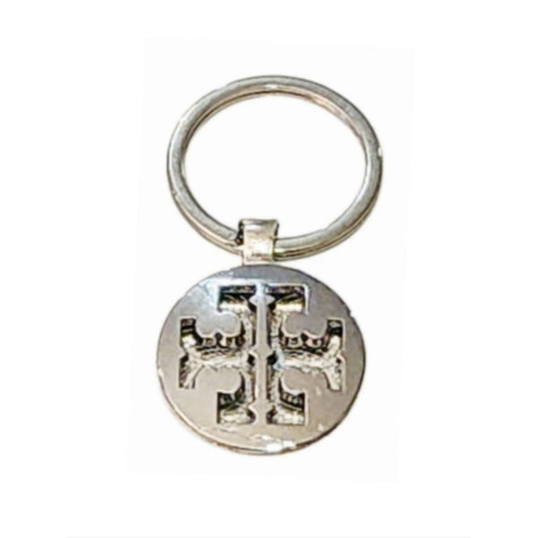 Tory Burch Silver Logo Cutout Medallion Repurposed into Keychain/Key Ring
