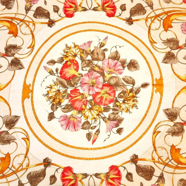 Nicole de Beauvon Paris Vibrant Floral Rolled Edge Scarf - 34 x 34 Vintage 