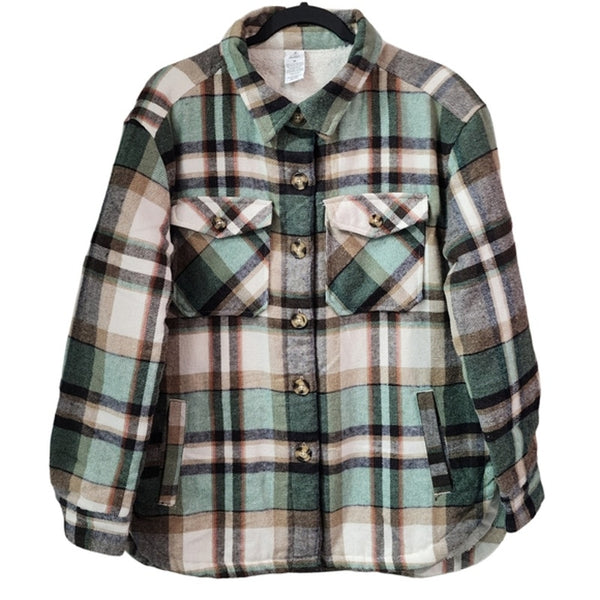 John 3:16 Vintage Custom Upcycled Christian Wool Blend Plaid Shacket Jacket, M
