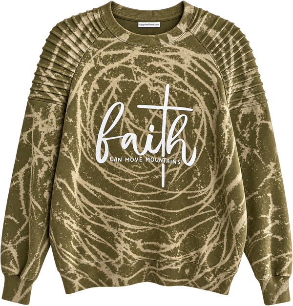 Faith Moves Mountains Custom Tie Dye Christian Upcycled Sweatshirt, XS