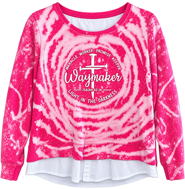 Way Maker Isaiah 42:16 Custom Tie Dye Christian Upcycled Sweatshirt, L