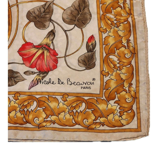 Nicole de Beauvon Paris Vibrant Floral Rolled Edge Scarf - 34 x 34 Vintage 