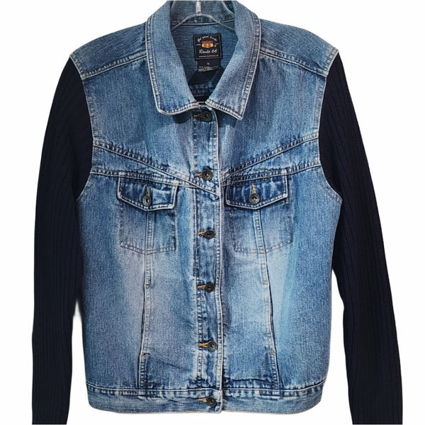 Yeshua Custom Upcycled Jean Sweater Jean Jacket, Women's XL