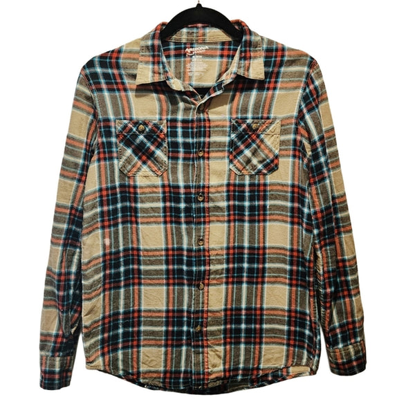 Love Like Jesus Custom Christian Upcycled Plaid Flannel Long Sleeve Shirt, Size M