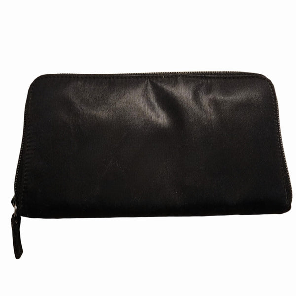 Prada Black Tessuto Nylon Zip Around Walley With Silver Tone Hardware