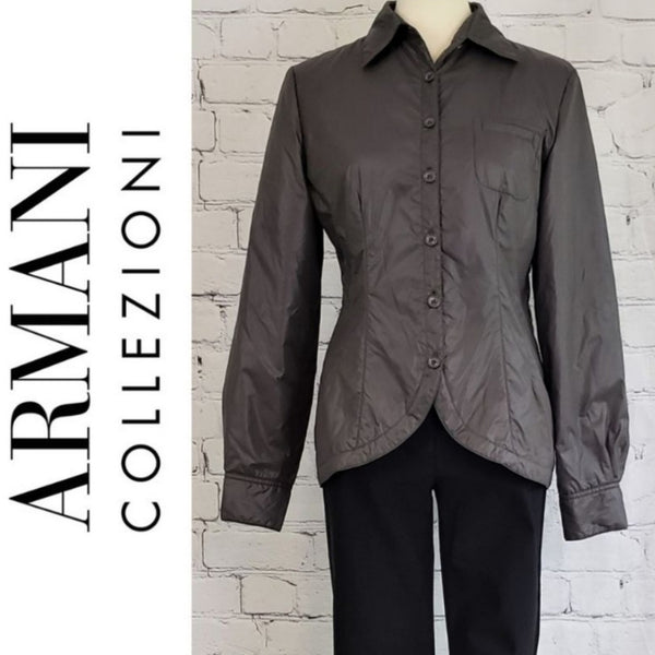 Armani Collezioni $850 Lightweight Gray Puffer Jacket/Blazer, EU 48 / Size 12