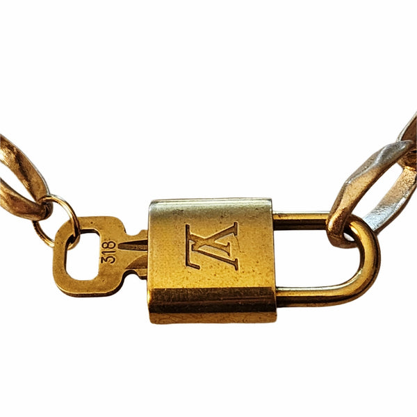 Louis Vuitton Auth Lock & Key Adjustable Length Necklace
