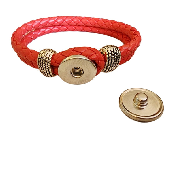 Red Braided Snap Charm Bracelet with Patriotic Swirl Charm