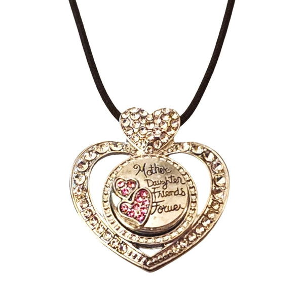 Interchangeable Snap Charm Heart Mother's Day Pendant on Leather Necklace