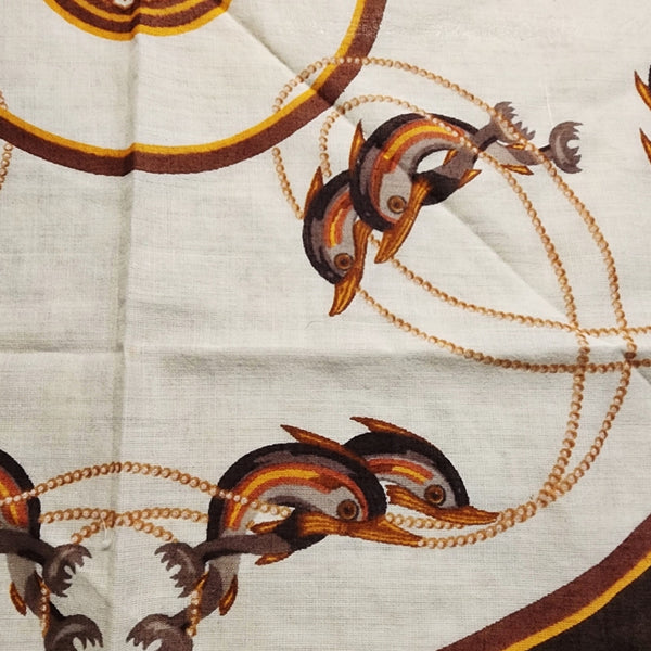 Gucci Brown and Cream Silk Handkerchief / Scarf
