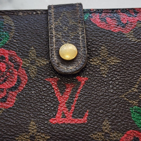 Vintage Louis Vuitton Hand Painted Red Roses Wallet
