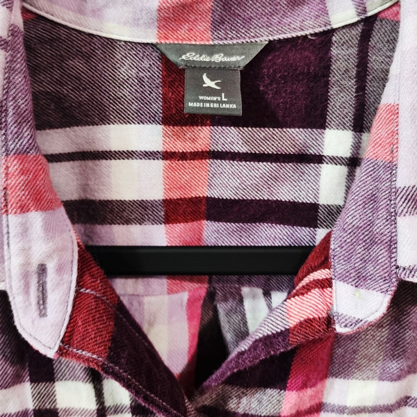 Love Like Jesus Custom Upcycled Pink Plaid Tencel Shirt, L