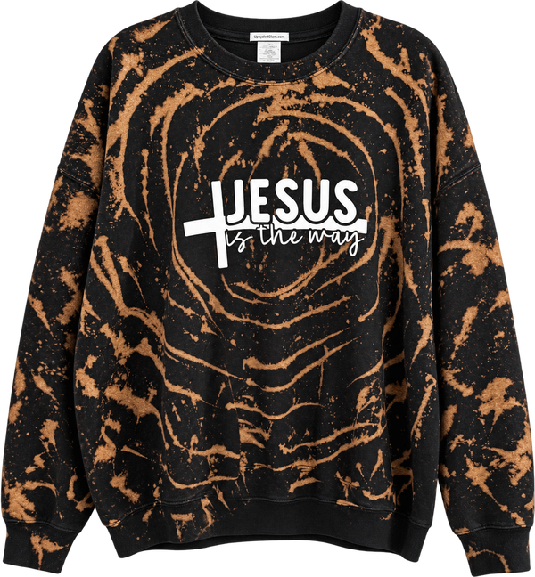 Jesus Is The Way Custom Tie Dye Christian Upcycled Sweatshirt, 2XL