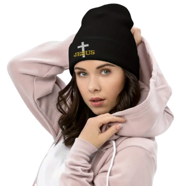 Embroidered Jesus Christian Acrylic Beanie, Unisex