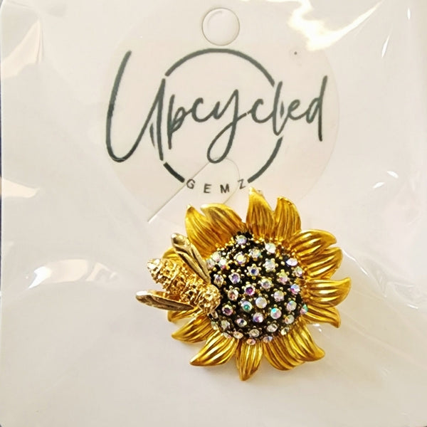 Sunflower Rhinestone Bling Brooch