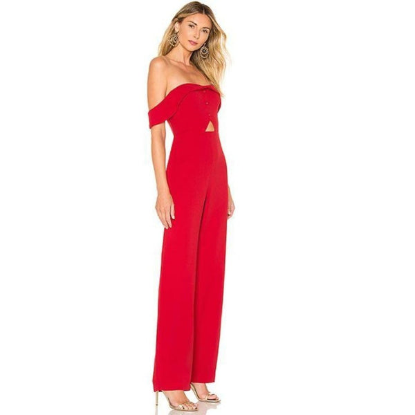 NWT L’Academie Leah Strapless Red Jumpsuit, Size XL