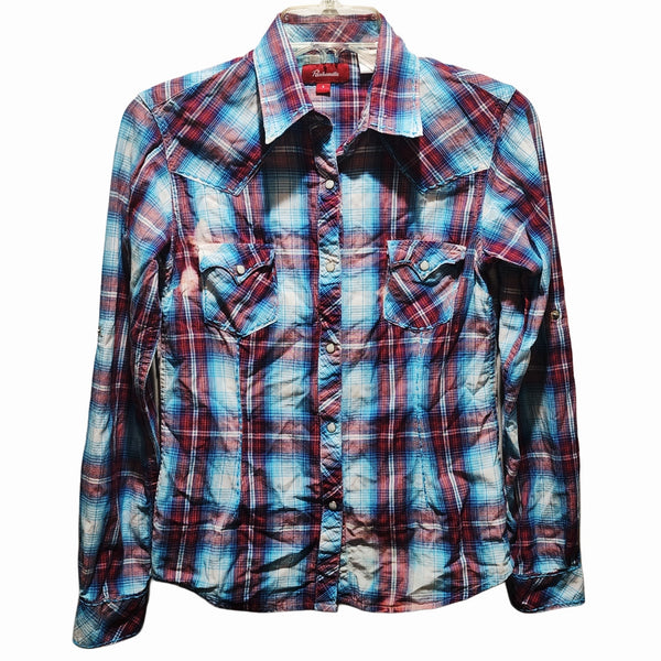 It Is Well With My Soul Custom Christian Upcycled Western Plaid Shirt, Women's S