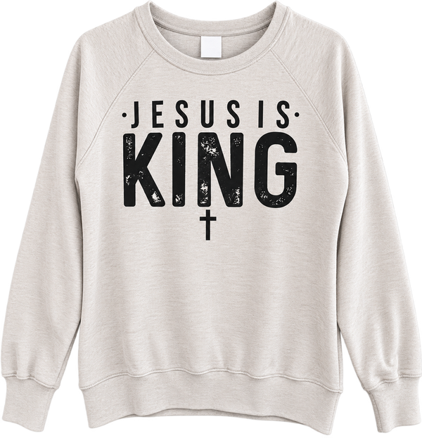 Jesus Is King Custom Christian Upcycled Sweatshirt, L