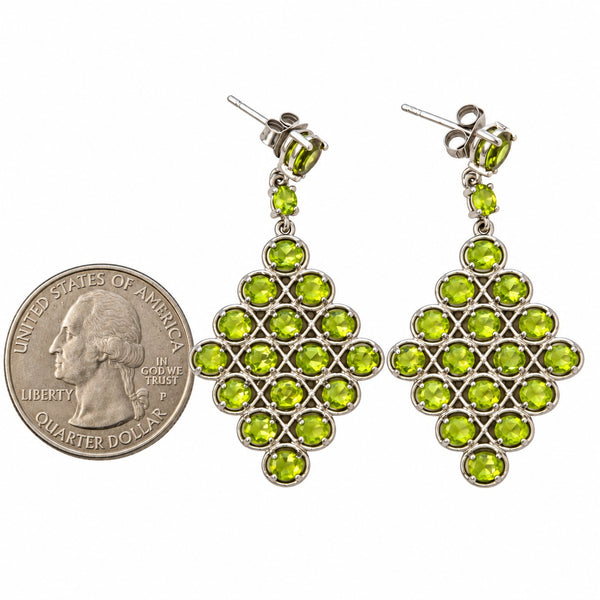 Sterling Rhodolite Garnet, Peridot Dangle Earrings