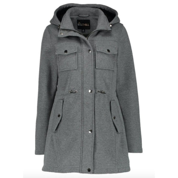 NWT BIG CHILL Gray Fleece Hooded Anorak Coat, M