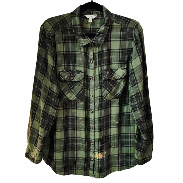 Jeremiah 29:11 Custom Christian Upcycled Green Plaid Lightweight Flannel Shirt