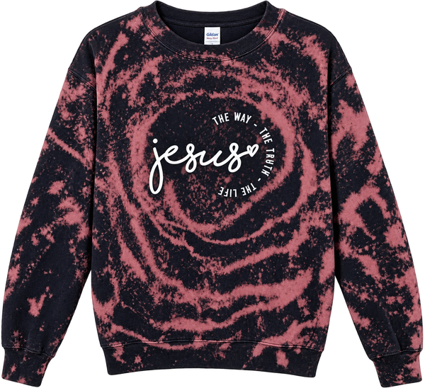 Jesus, The Way, The Truth, The Life Custom Tie Dye Christian Upcycled Sweatshirt, M