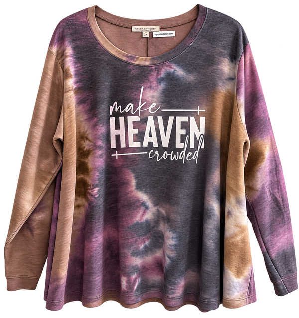 Make Heaven Crowded Custom Tie Dye Christian Upcycled Sweatshirt, 2XL