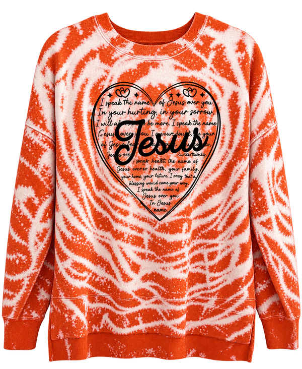 Jesus Heart Custom Tie Dye Christian Upcycled Sweatshirt, L