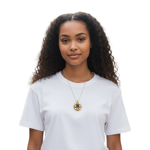 Vintage Designer Gripoix Button Repurposed into Pendant on 17.5